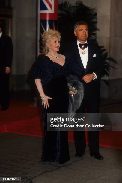Zsa Zsa Gabor and Frederic Prinz Von Anhalt at Bel Age Hotel Event in February 1988 in Los Angeles, California.