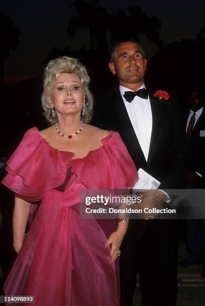 Zsa Zsa Gabor and Frederic Prinz Von Anhalt at Bel Age Hotel Event in February 1988 in Los Angeles, California.