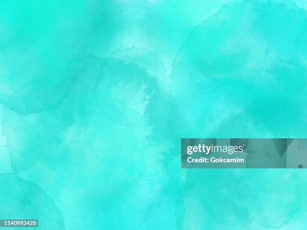 綠松石藍色油漆飛濺的水滴的色調的邊界。水彩筆劃設計項目。綠松石藍色手繪抽象紋理。 - 紙水彩畫 幅插畫檔、美工圖案、卡通及圖標