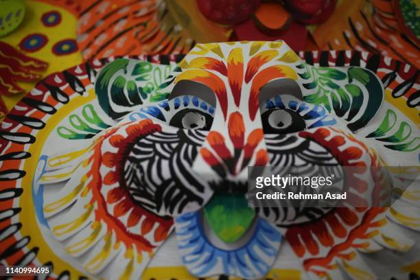 bangladeshi traditional mask - poila baishakh stock pictures, royalty-free photos & images