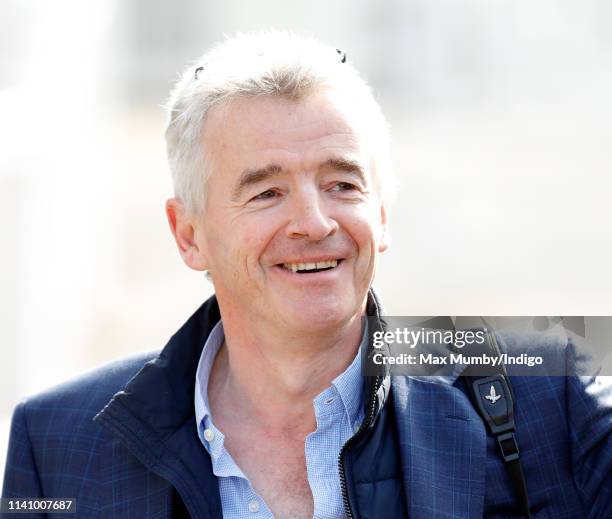 Michael O'Leary attends day 3 'Grand National Day' of The Randox Health Grand National Festival at Aintree Racecourse on April 6, 2019 in Liverpool,...