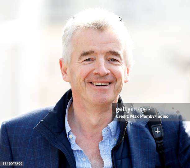 Michael O'Leary attends day 3 'Grand National Day' of The Randox Health Grand National Festival at Aintree Racecourse on April 6, 2019 in Liverpool,...