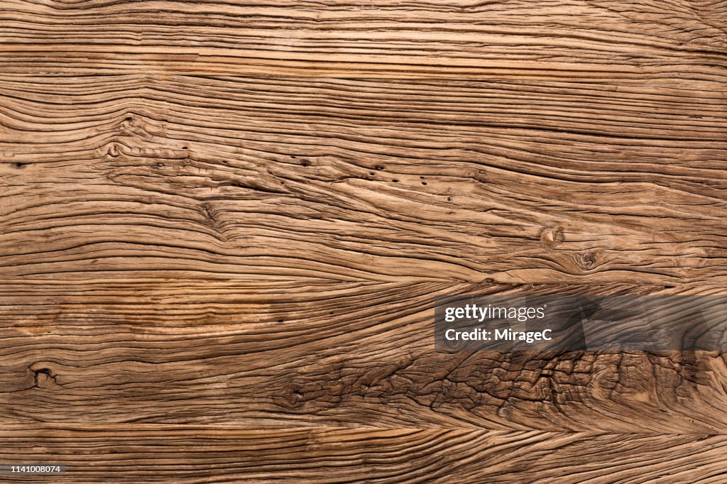 Grooved Old Wood Table Surface