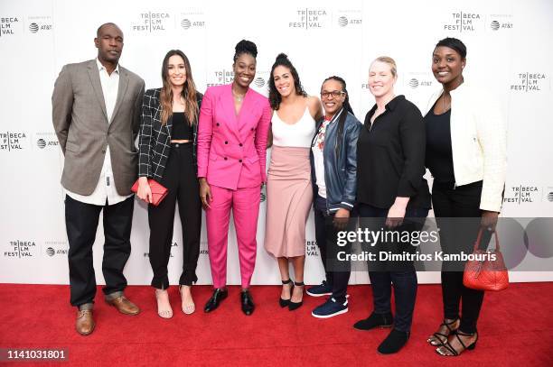 Herb Williams, Rebecca Allen, Tina Charles and Kia Nurse, Teresa Weatherspoon, Katie Smith and Barbara Farris attend the "Charlie's Records"...