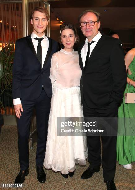 Rainer Bock with his wife Christina and son Moritz Bock during the Lola - German Film Award party at Palais am Funkturm on May 3, 2019 in Berlin,...