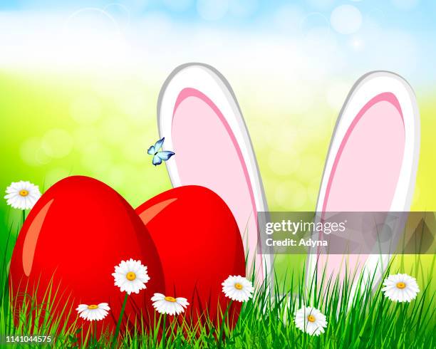 easter bunny ears - easter background pink stock illustrations