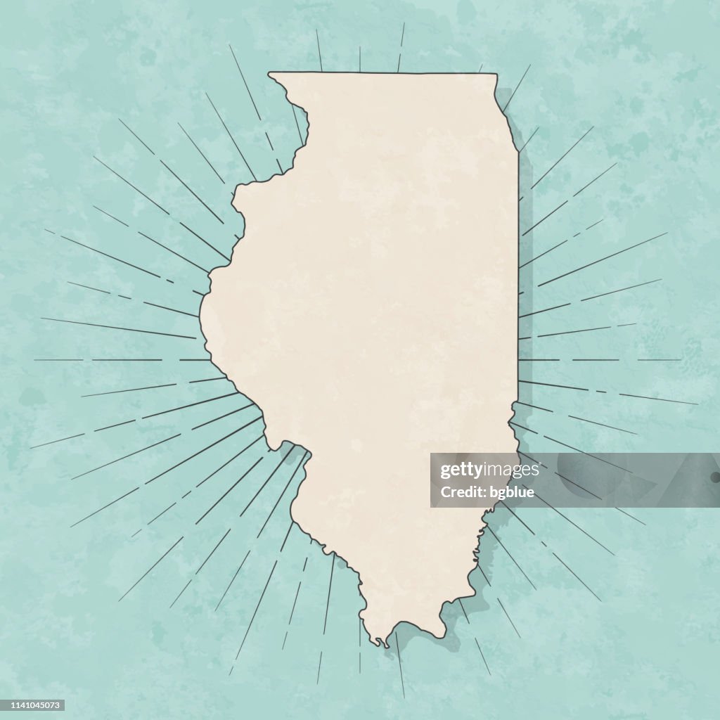 Mapa de Illinois no estilo retro do vintage-papel textured velho