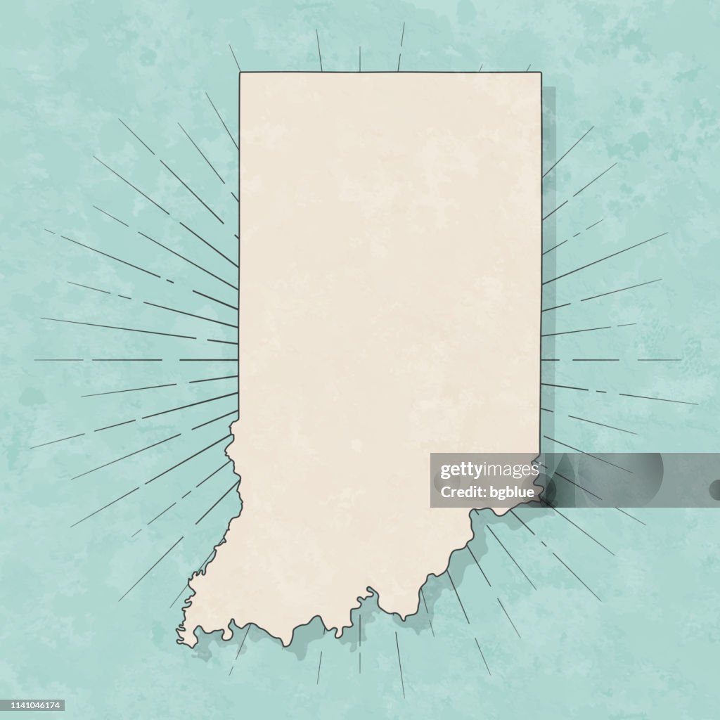 Indiana map in retro vintage style - Old textured paper