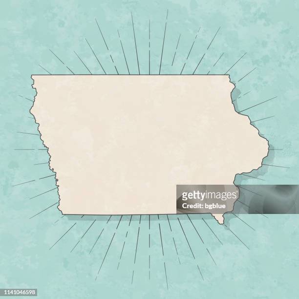 iowa map in retro vintage style - old textured paper - iowa stock illustrations