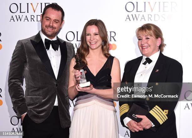 Danny Dyer, Rebecca Frecknall and Captiain Inger Klein Thorhauge with the award for Cunard best revivial during The Olivier Awards with Mastercard at...