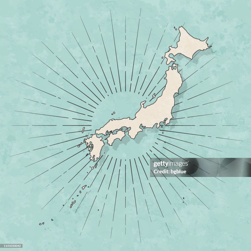 Japan map in retro vintage style - Old textured paper