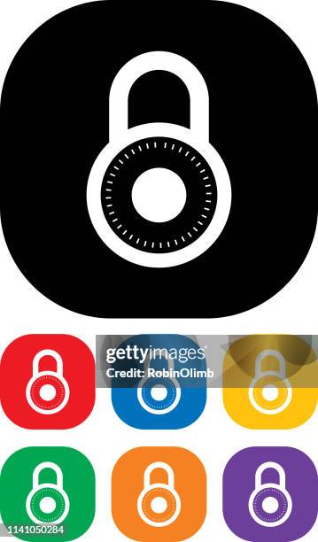 combination lock icon set - combination lock stock illustrations