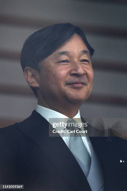 Emperor Naruhito of Japan addresses members of the public from the balcony of the Imperial Palace on May 4, 2019 in Tokyo, Japan. Emperor Naruhito...