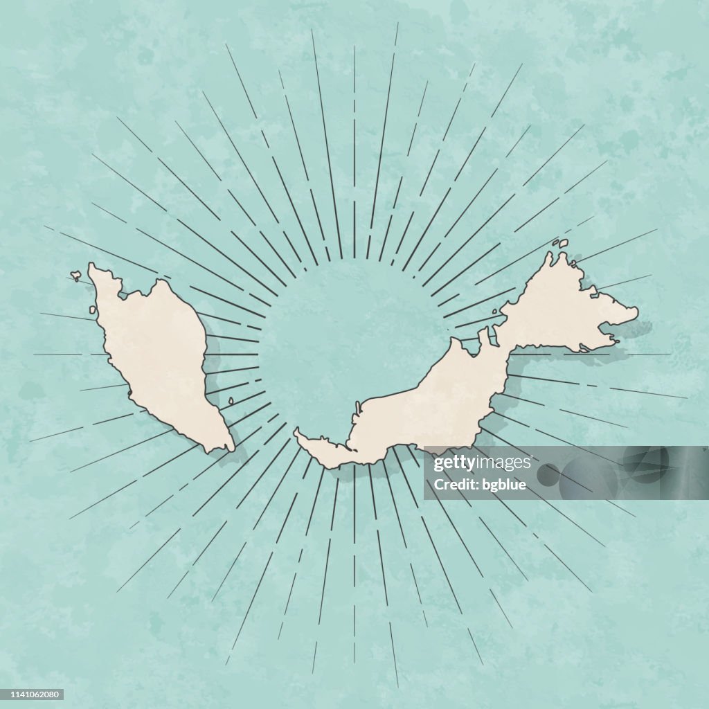 Malaysia map in retro vintage style - Old textured paper