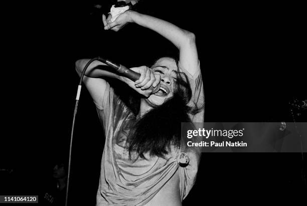 American Rock singer Ronnie Spector performs onstage at Tuts nightclub, Chicago, Illinois, April 28, 1981.