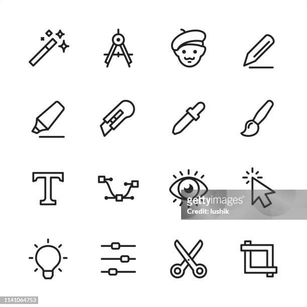 design studio equipment-skizzen-symbol - proofreading stock-grafiken, -clipart, -cartoons und -symbole