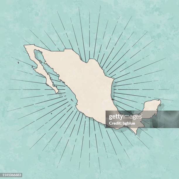 墨西哥地圖在復古復古風格-老紋理紙 - mexico map 幅插畫檔、美工圖案、卡通及圖標