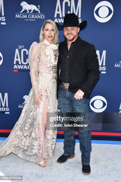 Brandi Johnson and Cody Johnson attend the 54th Academy Of Country Music Awards at MGM Grand Hotel & Casino on April 07, 2019 in Las Vegas, Nevada.