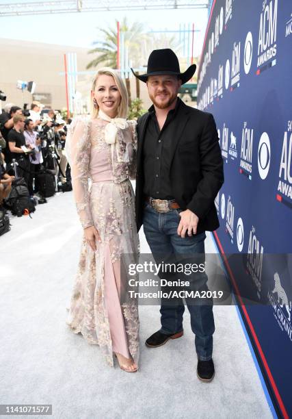 Brandi Johnson and Cody Johnson attend the 54th Academy Of Country Music Awards at MGM Grand Hotel & Casino on April 07, 2019 in Las Vegas, Nevada.