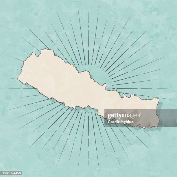 nepal map in retro vintage style - old textured paper - nepal illustration stock illustrations