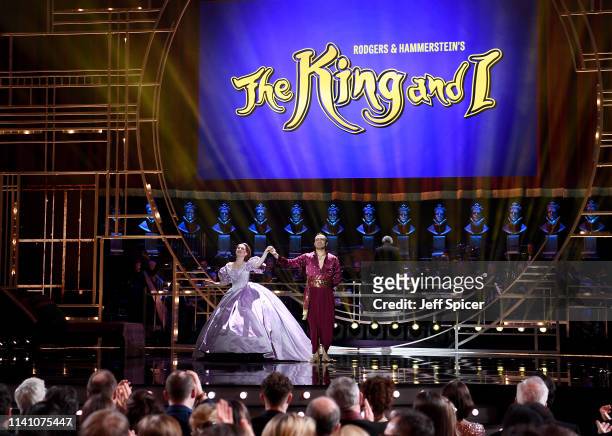 Annalene Beechey and Jose Llana perform songs from 'The King and I' on stage during The Olivier Awards 2019 with Mastercard at the Royal Albert Hall...