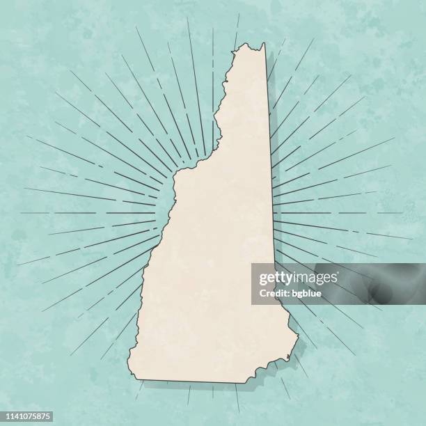 new hampshire map in retro vintage style - old textured paper - concord new hampshire stock illustrations