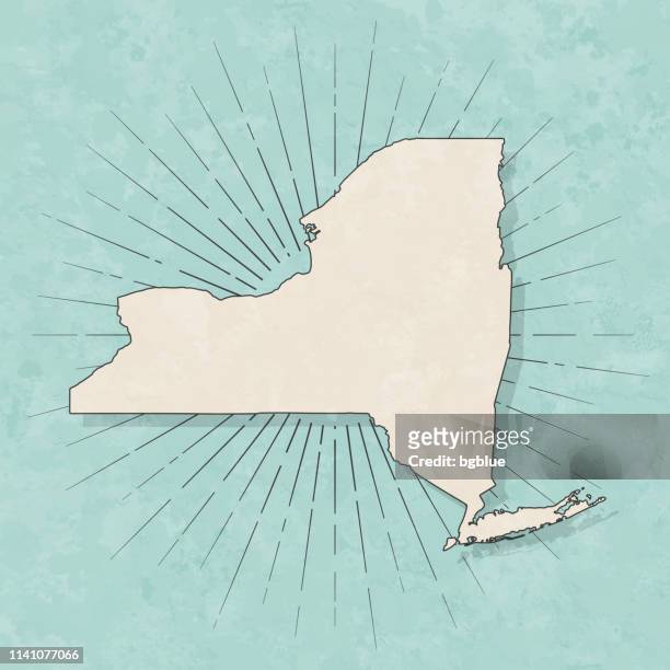 illustrazioni stock, clip art, cartoni animati e icone di tendenza di mappa di new york in stile vintage retrò - vecchia carta strutturata - new york stato