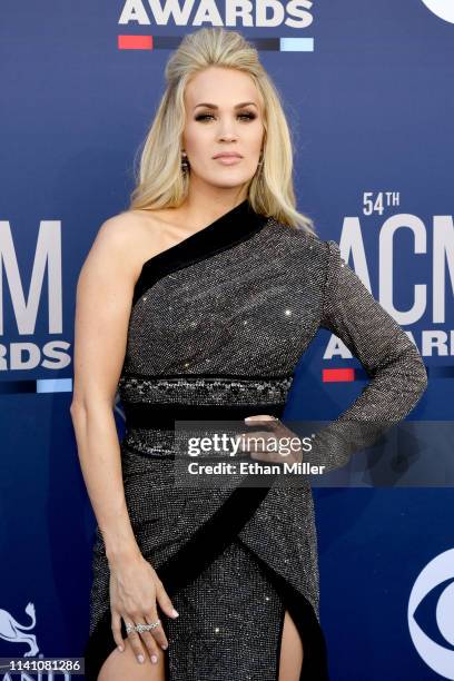 Carrie Underwood attends the 54th Academy Of Country Music Awards at MGM Grand Hotel & Casino on April 07, 2019 in Las Vegas, Nevada.