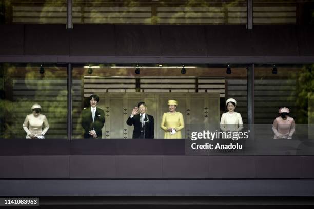 Emperor Naruhito, makes his first official public appearance with his wife Empress Masako and other members of the Japanese royal family, since his...