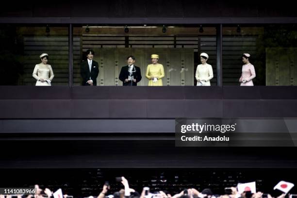 Emperor Naruhito, makes his first official public appearance with his wife Empress Masako and other members of the Japanese royal family, since his...