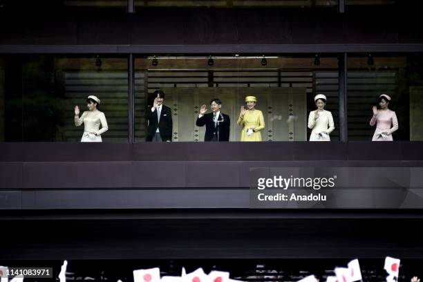 Emperor Naruhito, makes his first official public appearance with his wife Empress Masako and other members of the Japanese royal family, since his...