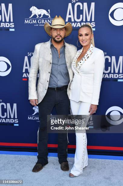 Jason Aldean and Brittany Aldean attend the 54th Academy Of Country Music Awards at MGM Grand Hotel & Casino on April 07, 2019 in Las Vegas, Nevada.
