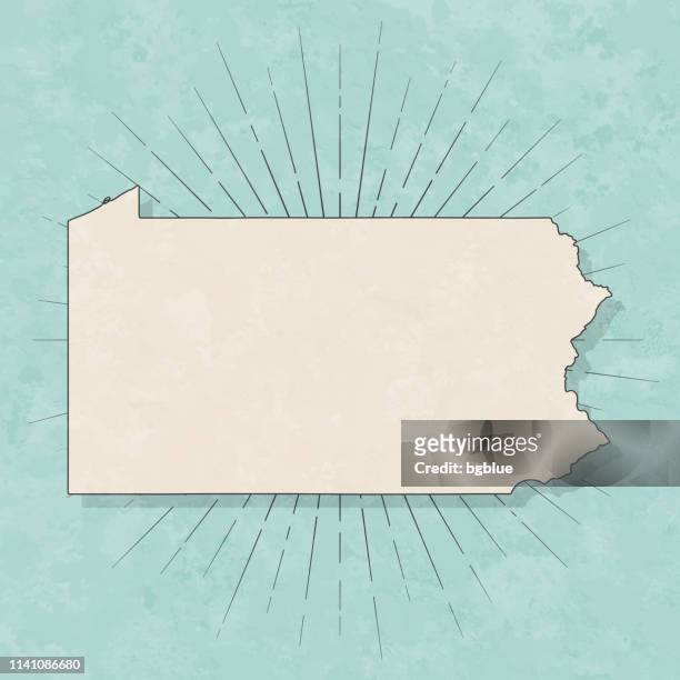 illustrazioni stock, clip art, cartoni animati e icone di tendenza di mappa della pennsylvania in stile vintage retrò - vecchia carta strutturata - pennsylvania