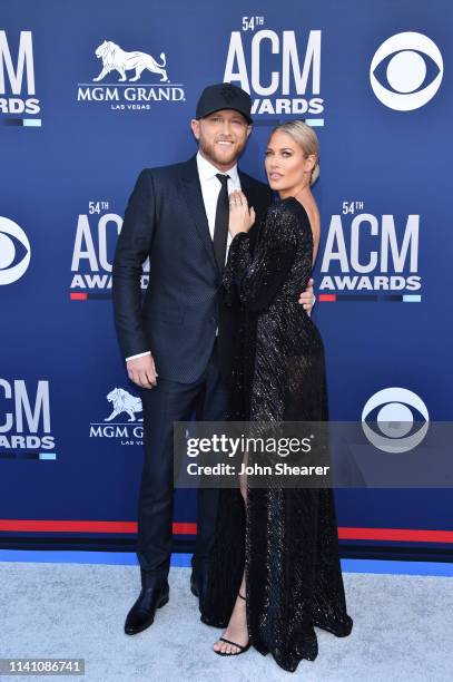 Cole Swindell and Barbie Blank attend the 54th Academy Of Country Music Awards at MGM Grand Hotel & Casino on April 07, 2019 in Las Vegas, Nevada.