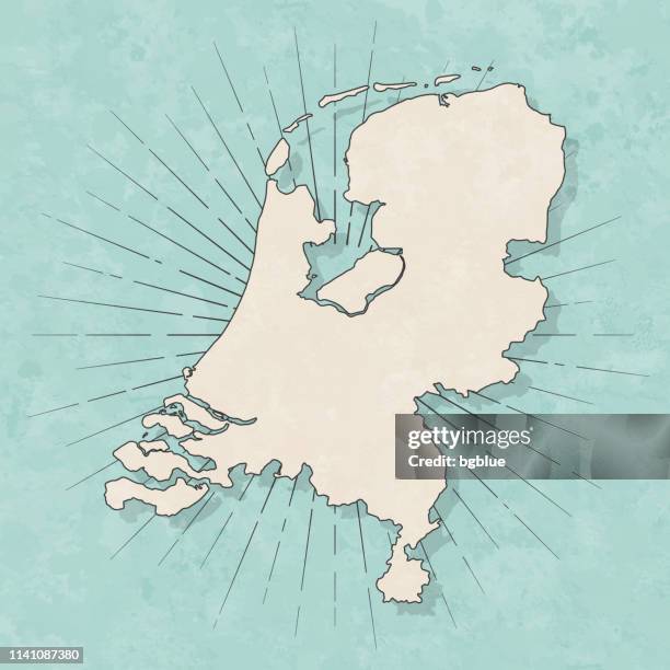 niederländische karte im retro-vintage-stil-altes strukturiertes papier - map netherlands stock-grafiken, -clipart, -cartoons und -symbole