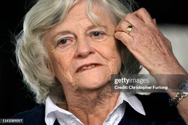 Ann Widdecombe speaks during a Brexit Party campaign rally at Mill Farm, home of A.F.C Flyde on May 4, 2019 in Wesham, United Kingdom. Nigel Farage,...