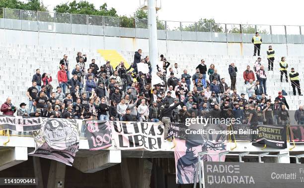 Fans of US Città di Palermo during Seria B match betwwen Ascoli Calcio1898 FC and US Città di Palermo at Stadio Cino e Lillo Del Duca on May 4, 2019...