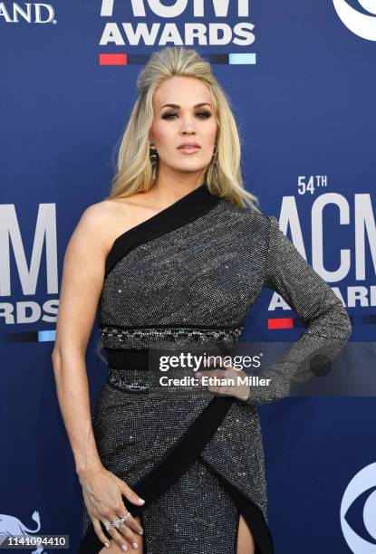 Carrie Underwood attends the 54th Academy Of Country Music Awards at MGM Grand Garden Arena on April 07, 2019 in Las Vegas, Nevada.