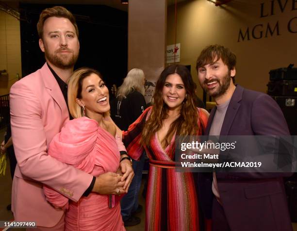 Scott Kelley, Cassie McConnell, Hillary Scott, and Dave Haywood attend the 54th Academy Of Country Music Awards at MGM Grand Garden Arena on April...