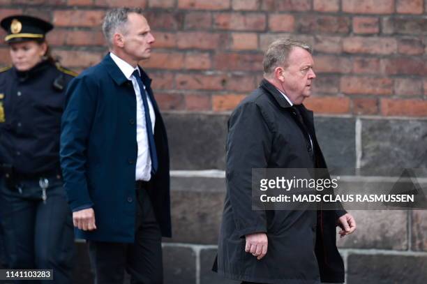 Danish Prime Minister Lars Loekke Rasmussen arrives for the funeral service for the three children of CEO of clothing brand Bestseller, Anders Holch...