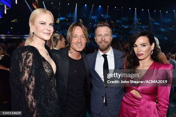 Nicole Kidman, Keith Urban, Dierks Bentley and Cassidy Black attend the 54th Academy Of Country Music Awards at MGM Grand Garden Arena on April 07,...