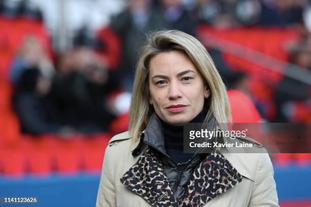 Anne-Laure Bonnet attends the Ligue 1 match between Paris Saint-Germain and OGC Nice at Parc des Princes on May 4, 2019 in Paris, France.