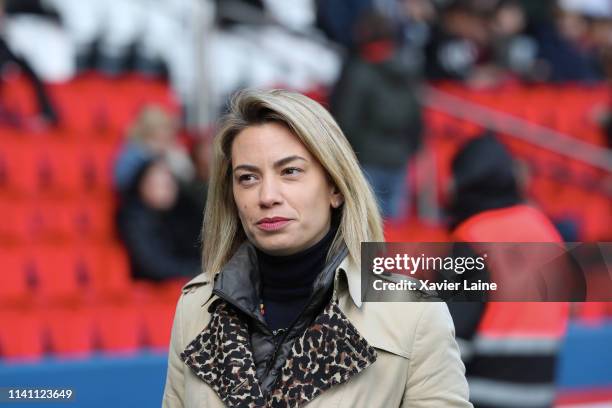 Anne-Laure Bonnet attends the Ligue 1 match between Paris Saint-Germain and OGC Nice at Parc des Princes on May 4, 2019 in Paris, France.