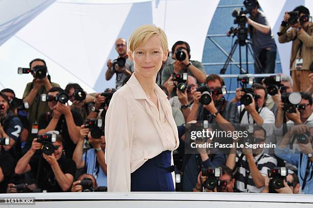 Actress Tilda Swinton attends the 'We Need To Talk About Kevin' photocall during the 64th Annual Cannes Film Festival at the Palais des Festivals on...