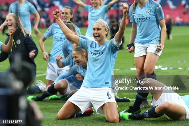 Steph Houghton of Man City celebrates during the Women's FA Cup Final match between Manchester City Women and West Ham United Ladies at Wembley...