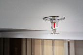 Fire extinguisher ceiling water sprinkler on the wall