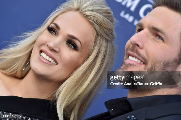 Carrie Underwood and Mike Fisher attend the 54th Academy of Country Music Awards at MGM Grand Garden Arena on April 07, 2019 in Las Vegas, Nevada.