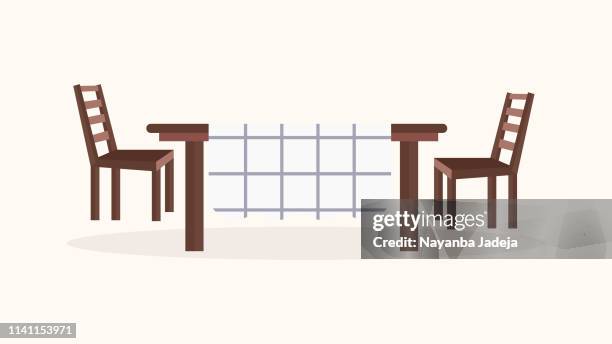 dining table and chairs icon - restaurant interior stock illustrations