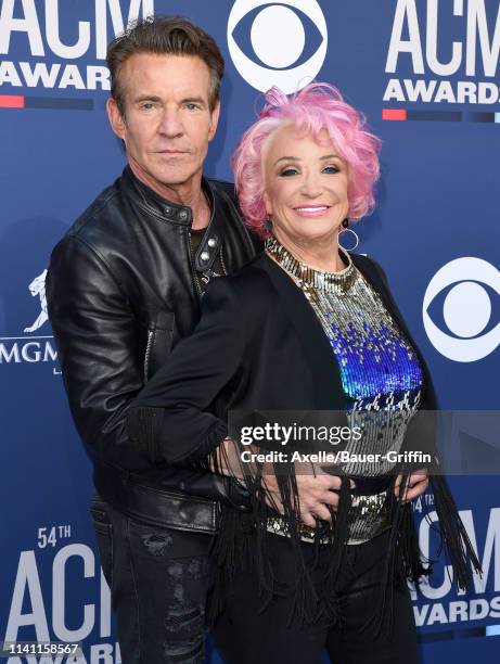Dennis Quaid and Tanya Tucker attend the 54th Academy of Country Music Awards at MGM Grand Garden Arena on April 07, 2019 in Las Vegas, Nevada.