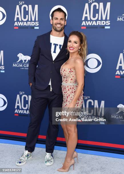 Eric Decker and Jessie James Decker attend the 54th Academy of Country Music Awards at MGM Grand Garden Arena on April 07, 2019 in Las Vegas, Nevada.